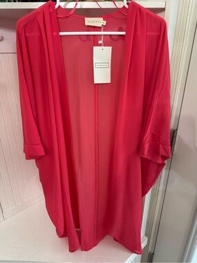 NWT, Ninexis, Open Front, Lightweight, Bright Coral Pink, Cardigan, Size M/L
